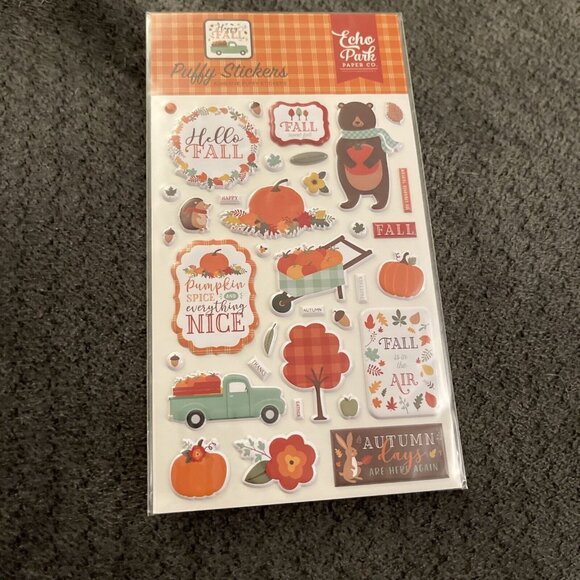 Other | New Echo Park Paper Co Happy Fall Puffy Stickers Sheet D13 ...